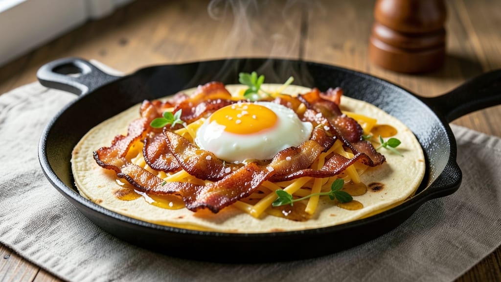 Bacon, Egg, and Cheese on a Roll Recipe: Crispy Tortilla Wraps With Melty Centers