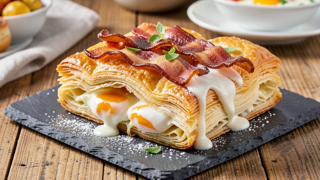 Bacon Egg Cheese Puff Pastry Recipe: Flaky Layers With Crispy Edges and Melty Filling