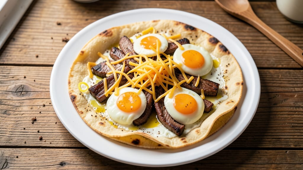 Steak Egg and Cheese Burritos Recipe: Crispy Tortilla Wraps With Melted Cheese and Runny Yolk