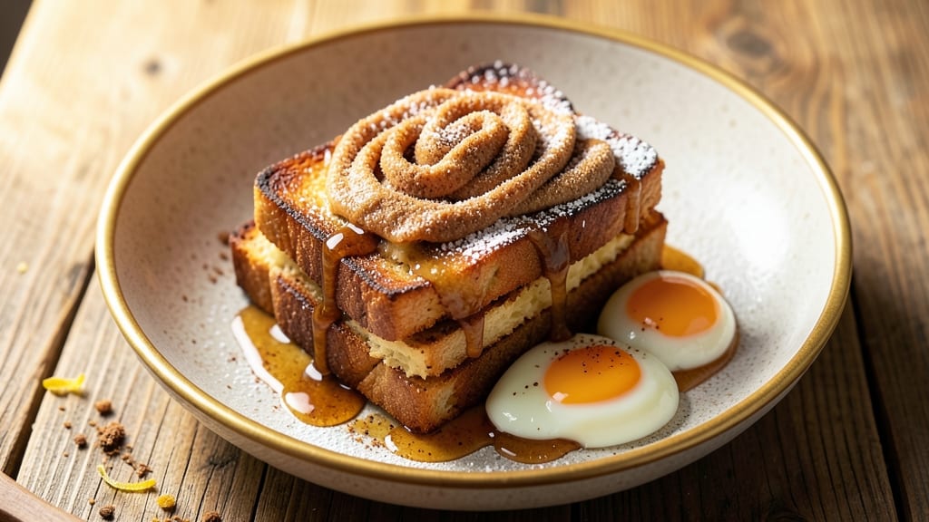 Another Broken Egg Cinnamon Roll French Toast Recipe: Vanilla Bean Swirls and Crispy Edges