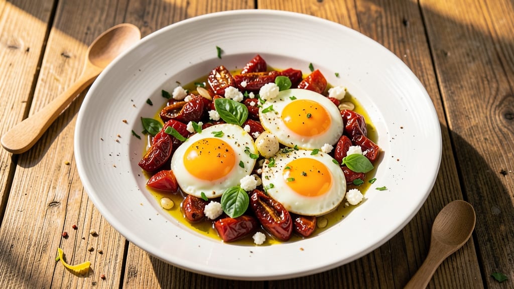 Tomato Egg Mediterranean Recipe: Sun-Dried Tomato and Feta Stuffed Eggs with Crispy Breadcrumbs