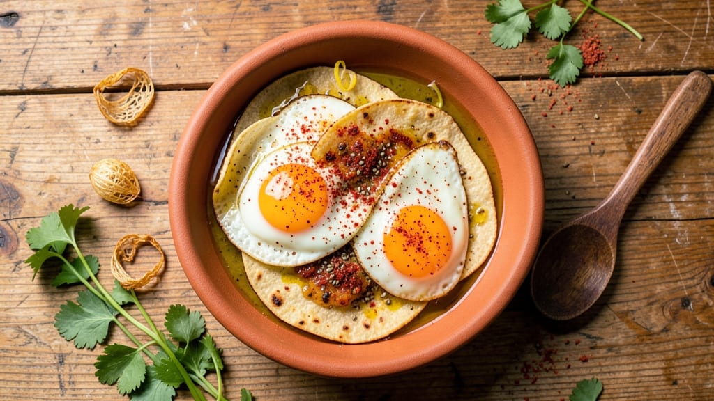 Spicy Fried Eggs Recipe: Crispy Tortilla Bites with Runny Yolk Heat
