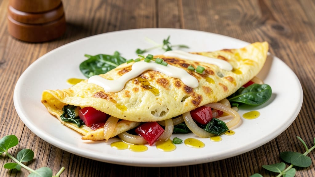 Vegetable Egg Omelet Recipe: Fluffy Edges and Silky Yolk Brilliance