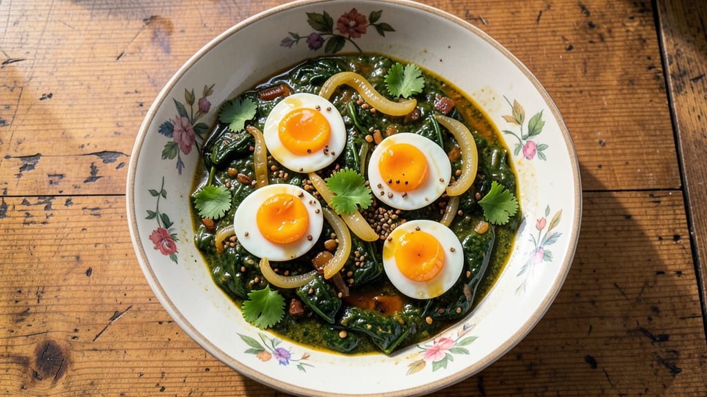 Spinach Egg Curry Recipe: Savory Spice and Soft Scrambled Eggs