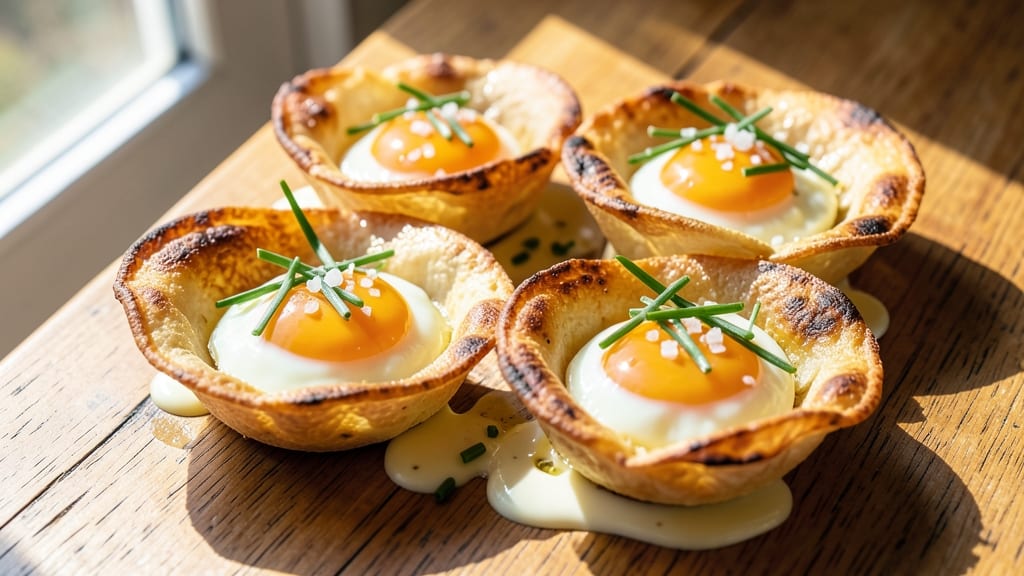 6 Month Old Egg Recipe: Crispy Tortilla Cups With Foil-Sealed Yolk Magic