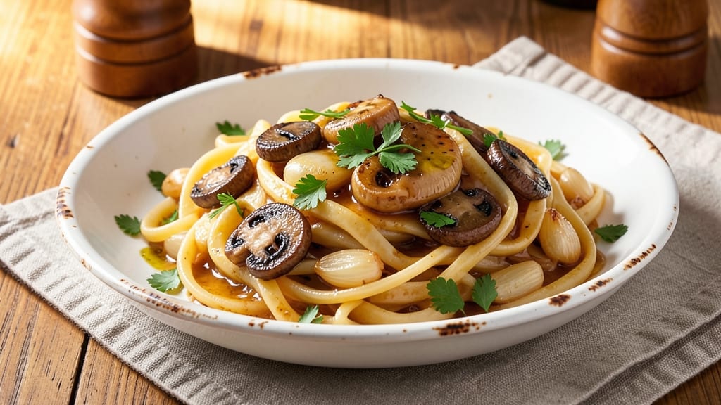 Wide Egg Noodle Pasta Recipe: Creamy Garlic Mushroom Fusion in 20 Minutes