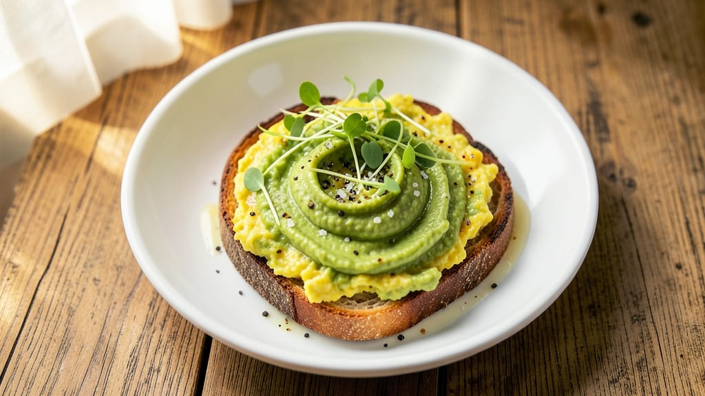 Avocado Scrambled Egg Toast Recipe: Crispy Toast Base With Silky Avocado Ribbons