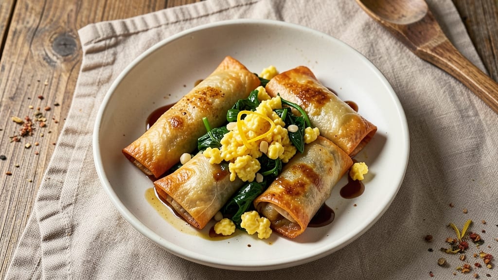 Spinach Egg Roll Recipe: Crispy Wraps Filled With Silky Scrambled Eggs