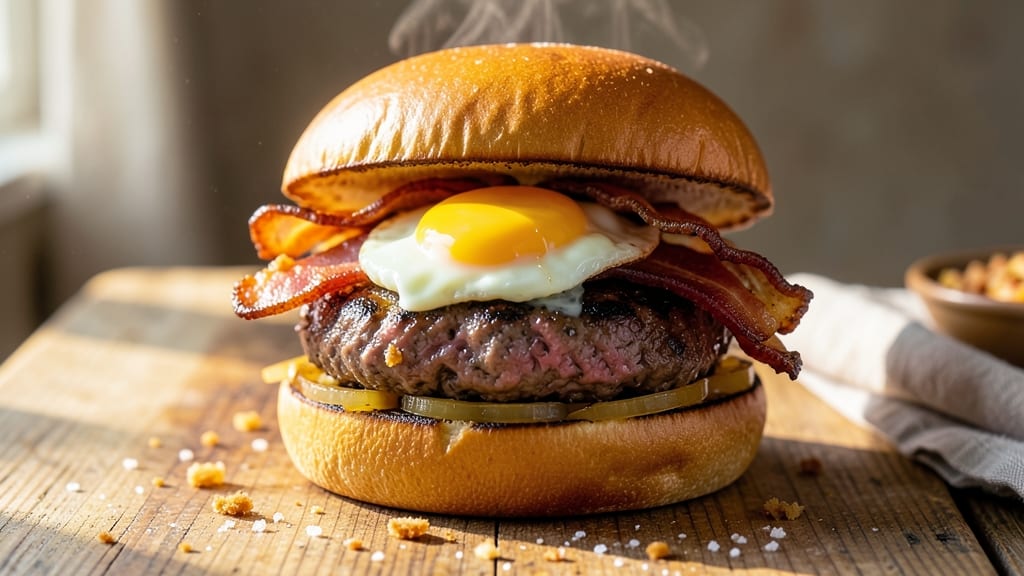 Bacon and Egg Burger Recipe: Crispy Crust Meets Runny Yolk Brilliance