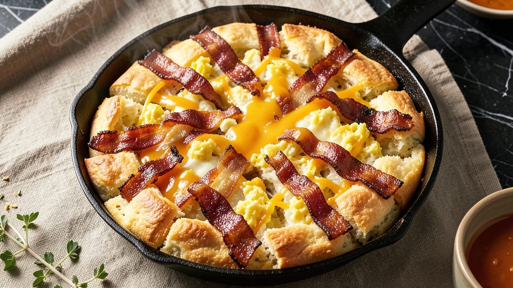 Bacon, Egg, and Cheese Biscuit Casserole Recipe: Crispy Top, Melty Layers, One-Pan Magic