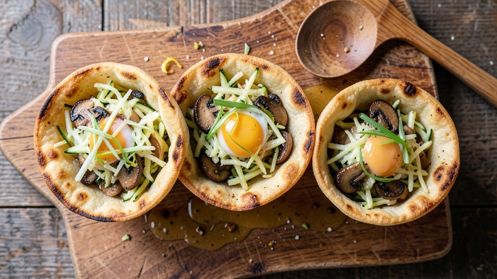 Zucchini Egg Foo Young Recipe: Crispy Tortilla Cups With Savory Egg Ribbons
