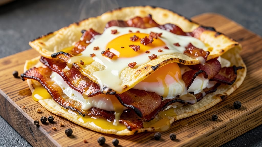 Bacon and Egg Roll Recipe: Crispy Tortilla Cups with Smoky Bacon Bite