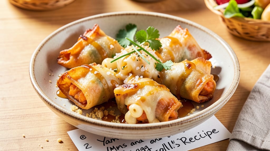 Yams, Mac and Cheese Egg Rolls Recipe: Sweet-Savory Breakfast Bites in 20 Minutes
