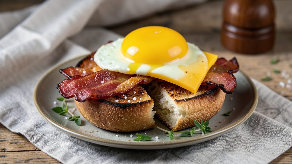 Bacon, Egg, and Cheese English Muffin Recipe: Crispy Toasted Shells With Runny Yolk Magic