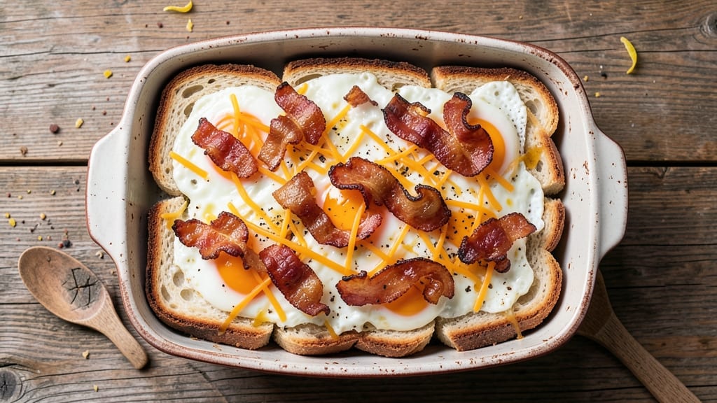 Bacon Egg Bake Recipe With Bread: Crispy-Edged Comfort in One Pan