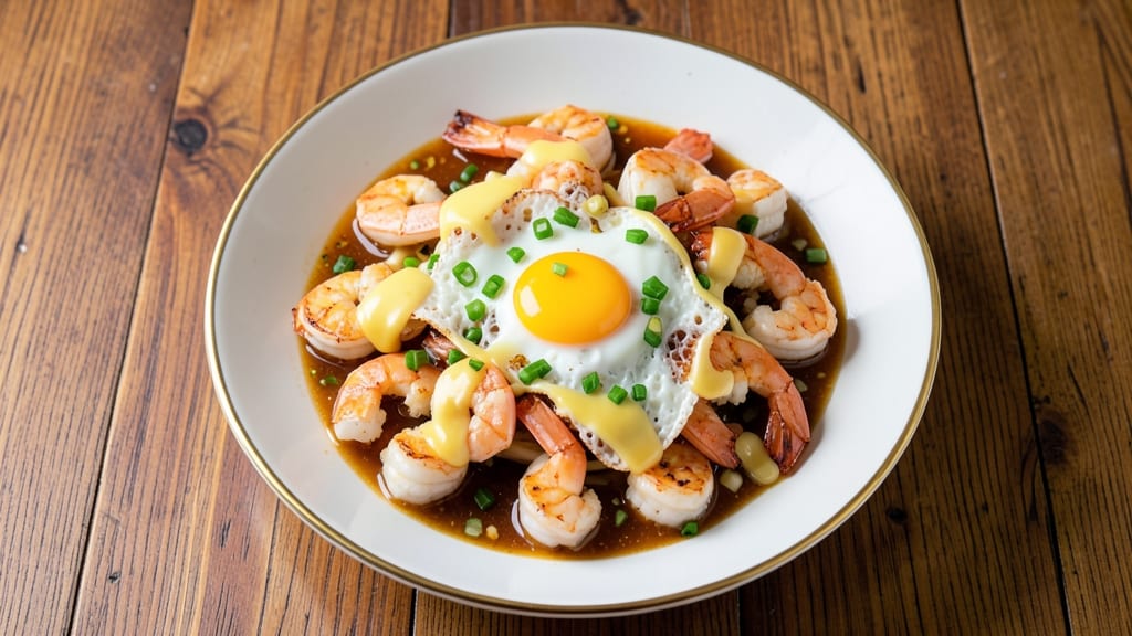 Shrimp and Egg Filipino Recipe: Crispy Garlic Shrimp with Silky Poached Eggs