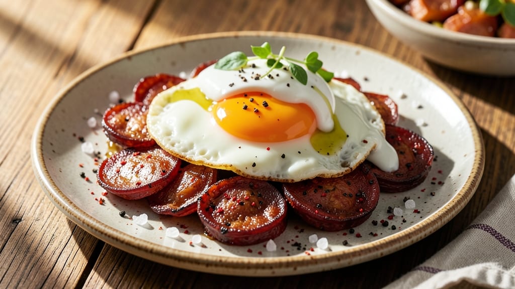 Baked Egg and Chorizo Recipe: Smoky Chorizo Crust With Foil-Sealed Yolk Brilliance