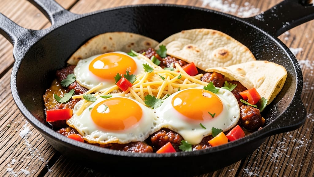 Tortilla Egg Skillet Recipe: Crispy Tortilla Bites With Runny Yolk Magic