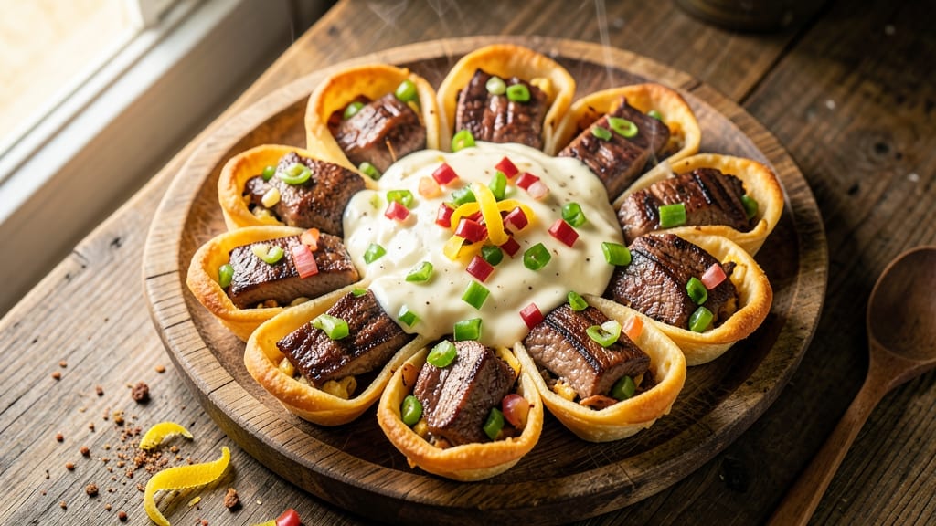 Sullivan's Cheesesteak Egg Rolls Recipe: Crispy Tortilla Cups Packed With Philly Flavor