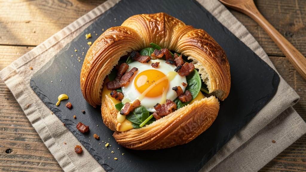 Bacon, Egg, and Cheese Stuffed Croissants Recipe: Flaky Layers Hugging Melty Breakfast Filling