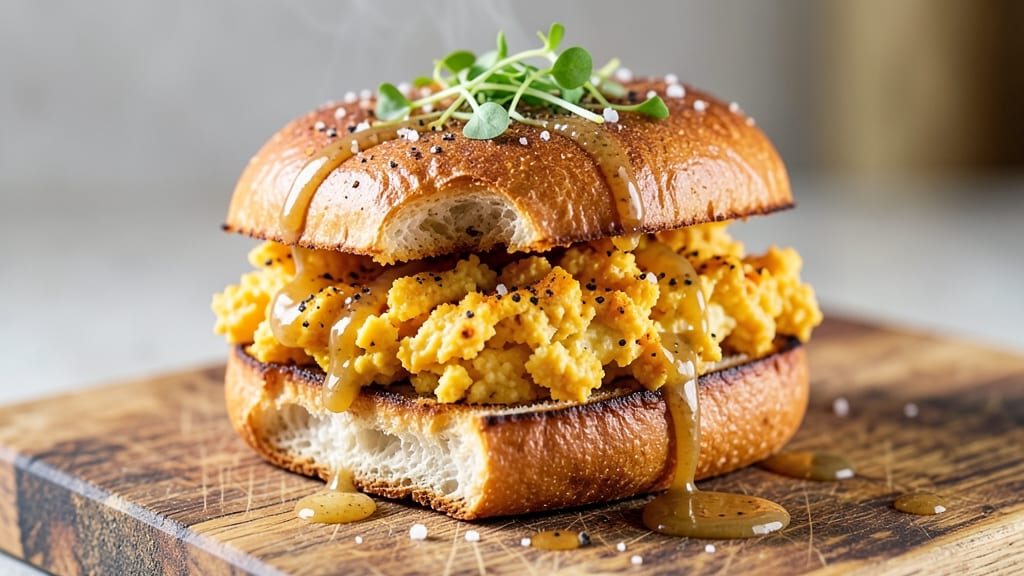 Vegetarian Egg Sandwich Recipe: Fluffy Tofu Scramble With Avocado Crisp