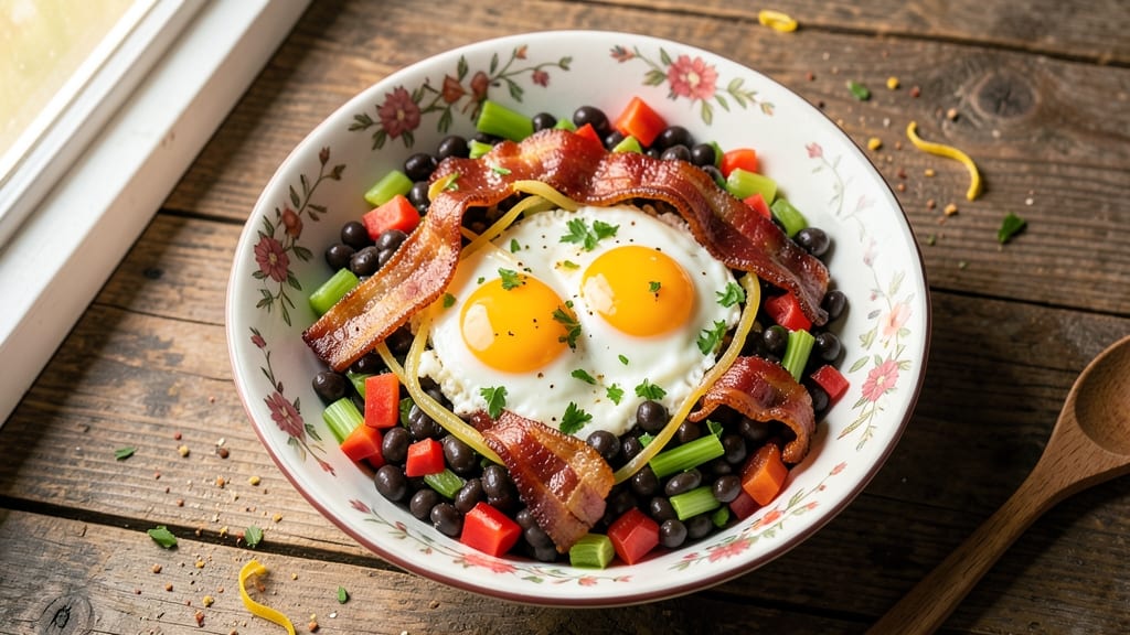 Southern Pea Salad Recipe with Egg and Bacon: Smoky Bacon Crunch and Creamy Egg Ribbons