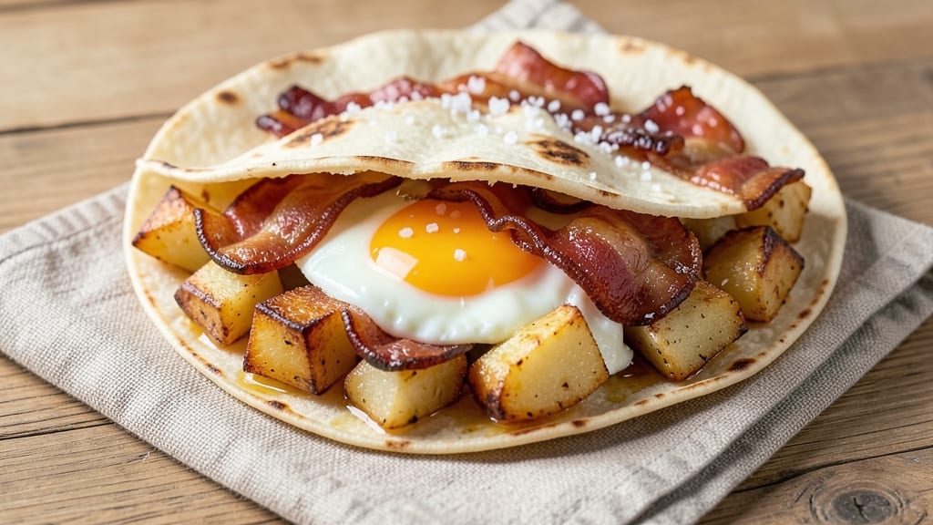 Bacon Egg and Potato Breakfast Burrito Recipe: Smoky Crispy Tortilla Wrapped in 15 Minutes