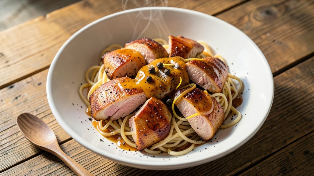 Southern Chicken and Egg Noodles Recipe: Smoky Cracked Pepper Pasta with Crispy Chicken Bites